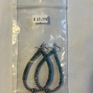 Genuine Turquoise with Navajo Pearl Tear Drop earrings